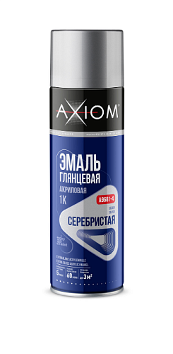 Эмаль глянцевая акриловая 1К серебристая 650мл AXIOM A9681-4