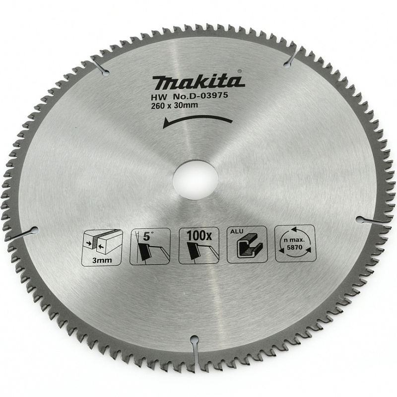 Пильный диск для алюминия, 260x30/15.88x3/1.8x100T Makita D-03975