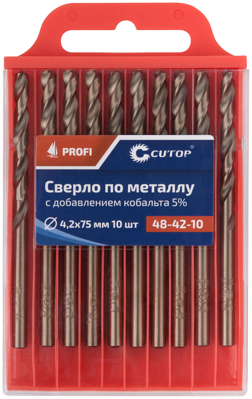Сверло по металлу 4,2x75мм с кобальтом 5% CUTOP Profi (10 шт) 48-42-10