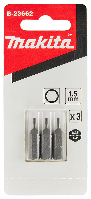 Бита HEX1.5, 25 мм, C-form, 3 шт Makita B-23662 B-23662