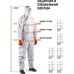 Комбинезон одноразовый с капюшоном белый XXL Jeta Safety Element JPC-60-XXL
