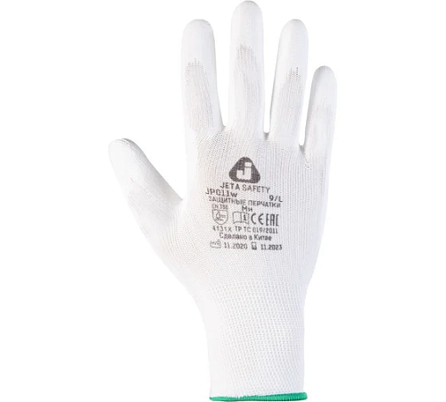 Перчатки бесшовные из полиэстера 9/L Jeta Safety JP011p-L