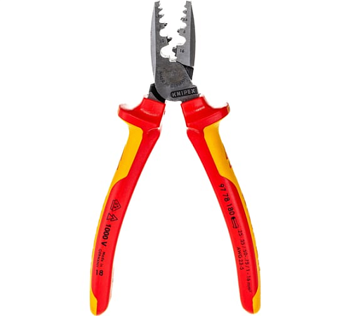 Пресс-клещи 9 гнёзд 0.25-16 мм² VDE KNIPEX KN-9778180SB