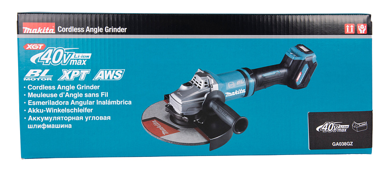 Угловая шлифовальная машина 230 мм, 40В XGT Makita GA038GZ