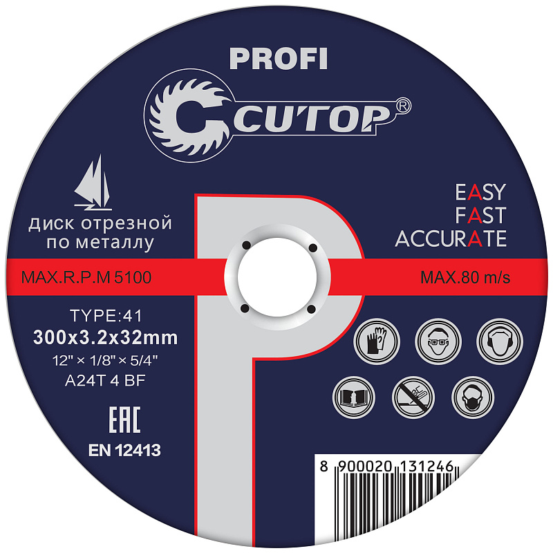 Диск отрезной 300х3,2х32мм Т41 CUTOP Profi мет. 39993т