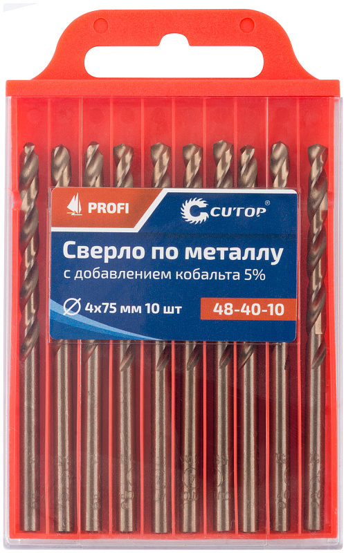 Сверло по металлу 4x75мм с кобальтом 5% CUTOP Profi (10 шт) 48-40-10