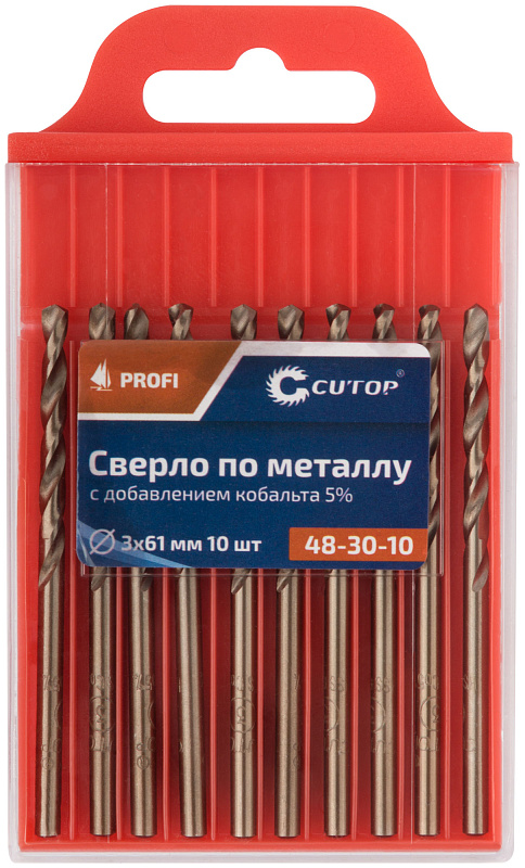 Сверло по металлу 3x61мм с кобальтом 5% CUTOP Profi (10 шт) 48-30-10