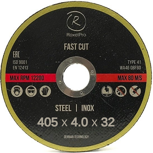 Диск отрезной 405x4,0x32мм Т41 RoxelPro ROXTOP FAST CUT мет. и нерж. 105610