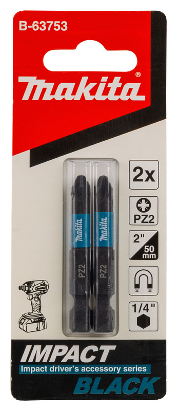 Бита Impact Black PH2, 50 мм, E-form, 2 шт Makita B-63725 B-63725
